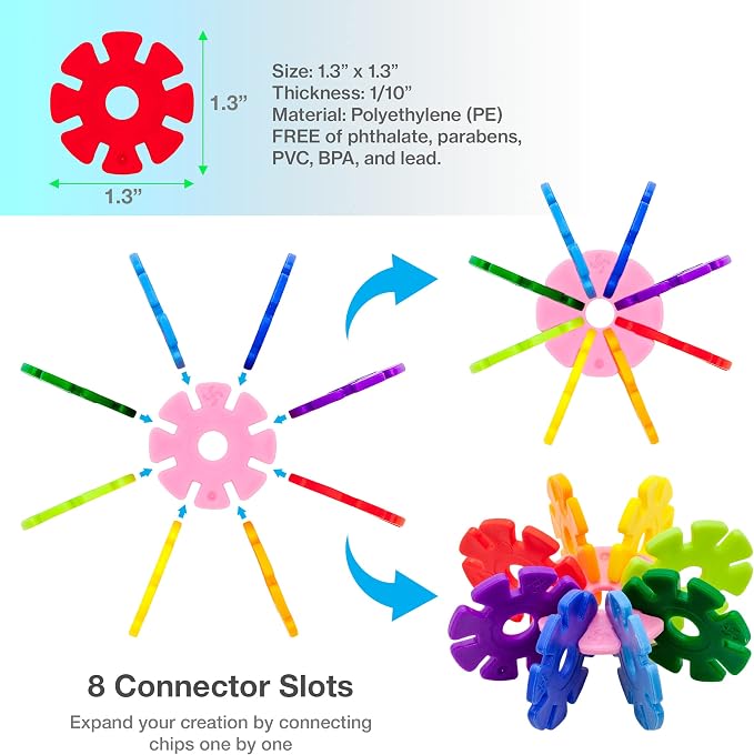 PicassoTiles 550 Piece Building Chips Interlocking Construction Toys Creative Disc Block Toy Kit 3D Stacking Puzzle STEM Learning Early Education for Preschool Montessori Kids Boys Girls Age 3 PTF55 - Image 4