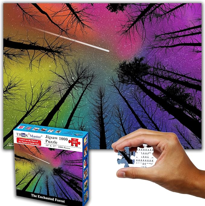 Think2Master Hard Impossible Challenging The Enchanted Forest 1000 Pieces Large Format Jigsaw Puzzle for 13+, Teens, Adults & Families. Beautiful Vibrant Gradient Artwork Size: 26.8” X 18.9” - Image 7