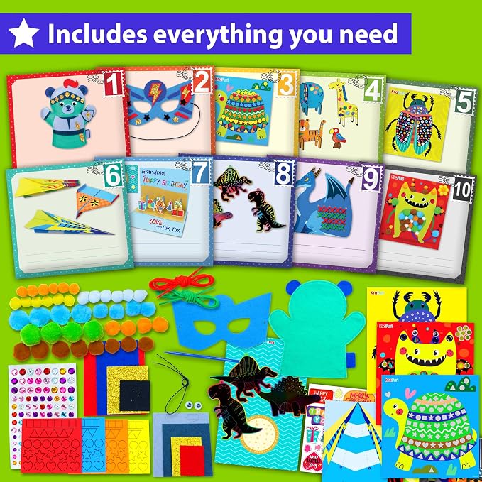 KRAFUN Toddler Beginner Art & Craft Kit Ages 3-5 | 10 Envelopes - Image 2