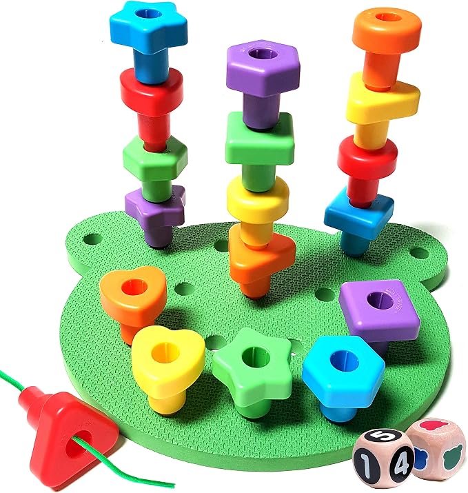 Grab & Stack Jumbo Shapes Pegboard - Sort, Count, Match & Play 18pc + eBook by KIDSKORNERTOYS