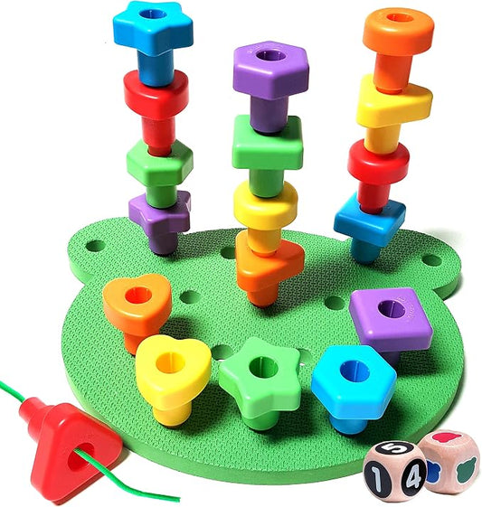 Grab & Stack Jumbo Shapes Pegboard - Sort, Count, Match & Play 18pc + eBook by KIDSKORNERTOYS