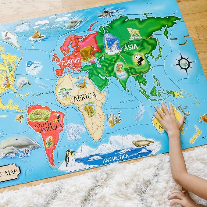 Melissa & Doug World Map Jumbo Jigsaw Floor Puzzle (33 pcs, 2 x 3 feet) - Image 8
