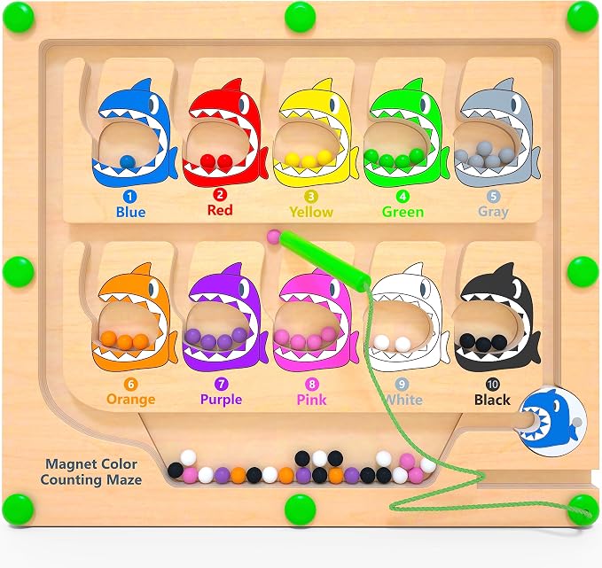 Magnetic Color & Number Maze Counting Matching Toy with Shark Eating by DUKVSG%C2%AE