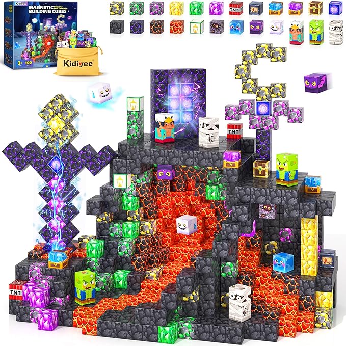 Magnetic Blocks - Mine Magnet World Building Toys for Kids Ages 4-6 6-8 8-12, STEM Magnetic Building Blocks Kids Sensory Toys Games, Gift for 3+ Year Old Boys and Girls by MineMagnetWorld