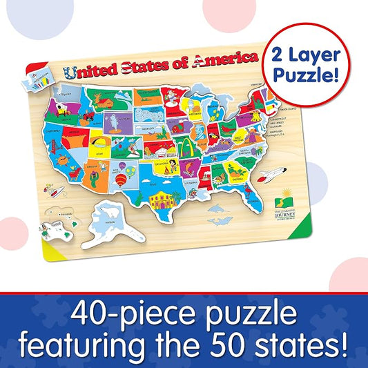 The Learning Journey Lift & Learn Puzzle - USA Map Puzzle for Kids - Preschool Toys & Gifts for Boys & Girls Ages 3 and Up - United States Puzzle for Kids - Award Winning Toys - Image 2