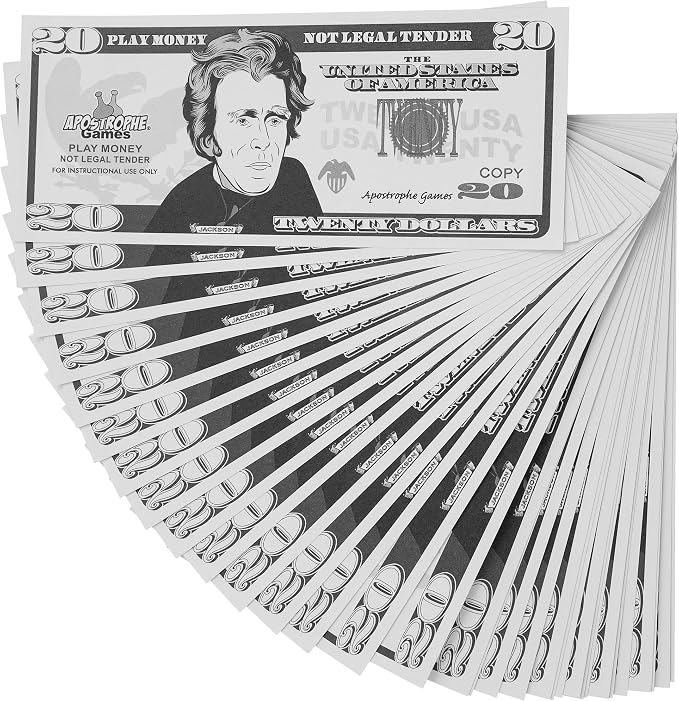 Play Money - 200Pcs $20 Bills Pretend Money for Kids, Banking Toy by ApostropheGames