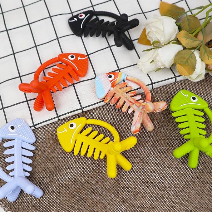 3 in 1 Infant Toys, Baby Teething Toys 3–6 6–12 Months, Teethers for Babies 0–3–6–12 Months for Teething Relief, Baby Gift, Baby Teether Toys, Silicone Sensory Toys, USA Patent Pending, Fish (Coral)