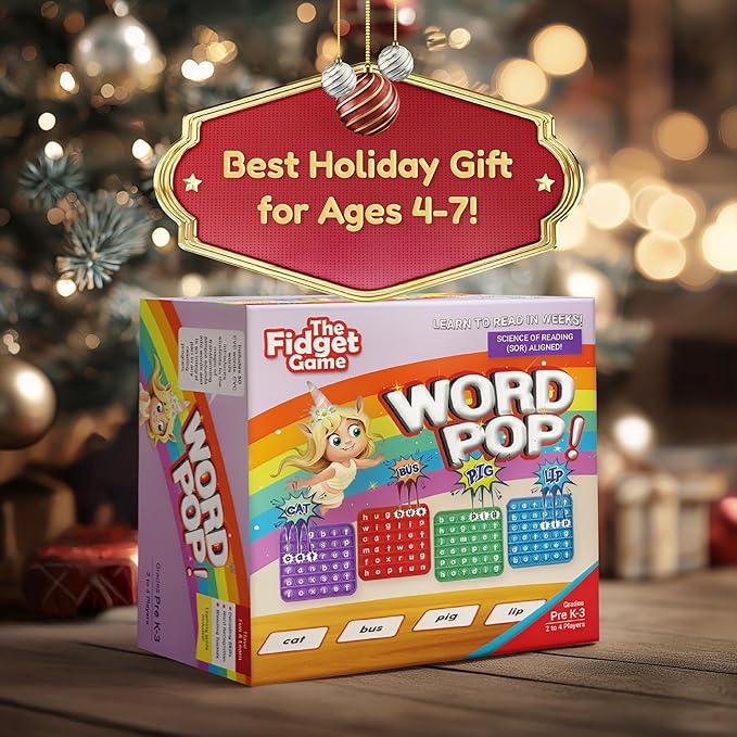 The Fidget Game Word Pop, CVC Words - Learn to Read in Weeks - Multisensory Reading & Phonics Interactive Game Ideal for Pre Kindergarten to 1st Grade (Packaging May Vary)