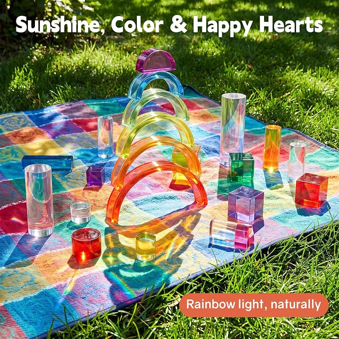 6PCS Acrylic Rainbow Stacker Montessori Sensory Toy for Kids - Image 6
