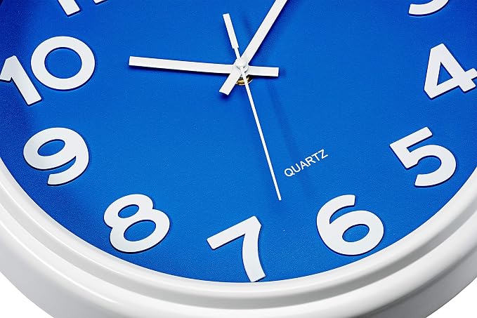 Bernhard Products Blue Wall Clock 12.5 Inch Silent Non-Ticking Modern Stylish Quartz Clocks for Home Kitchen Office Bedroom Boy's Room Nursery Kids School Classroom Battery Operated Easy to Read - Image 3