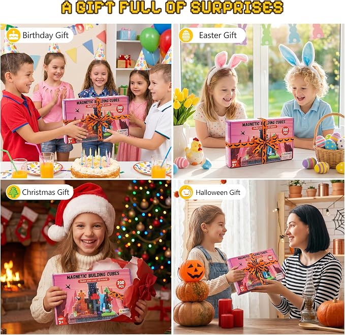 200PCS Magnetic Blocks, Magnetic Building Blocks, 0.78in Magnetic Building - Image 8