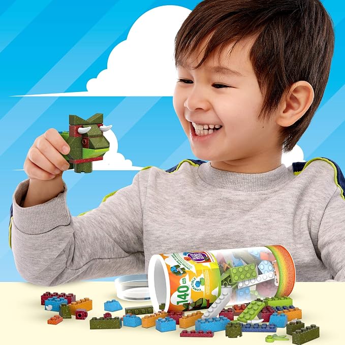 MEGA Construx Kids Blocks Toy Set, Open-Ended Building Bricks Tube with 140 Pieces in Speckled Colors, Ages 4+ Years - Image 3