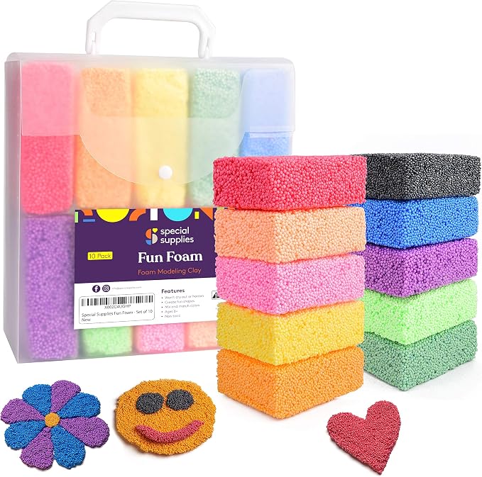 Special Supplies Fun Foam Modeling Foam Beads Play Kit, Children’s Educational Clay for Arts Crafts Kindergarten, Preschool Kids Toys Develop Creativity, Motor Skills (10) by SpecialSupplies