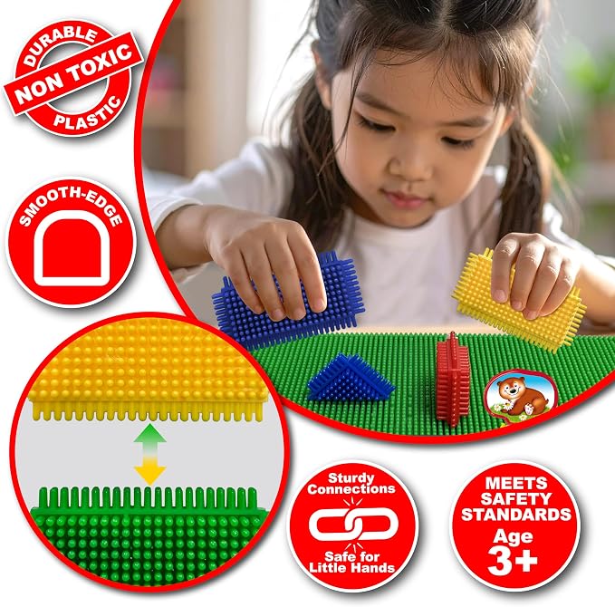 Ryan's Room Thistle Blocks – STEM Toys Building Blocks – Innovative Building Toys for Toddlers 3-5 – 210 Pieces Colorful, Chunky Interlocking Construction Set - Image 5