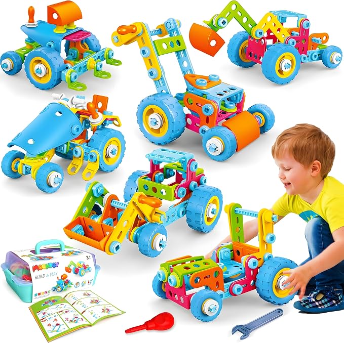 MOONTOY STEM Toys for 3 4 5 6 7 8+ Year Old Boy Birthday Gift, Building Toys for Kid Age 4-8 5-7 6-8 8-12, Preschool Educational Stem Kit Creative Activities for Boys Girls Christmas Idea Gift 118pcs by MOONTOY