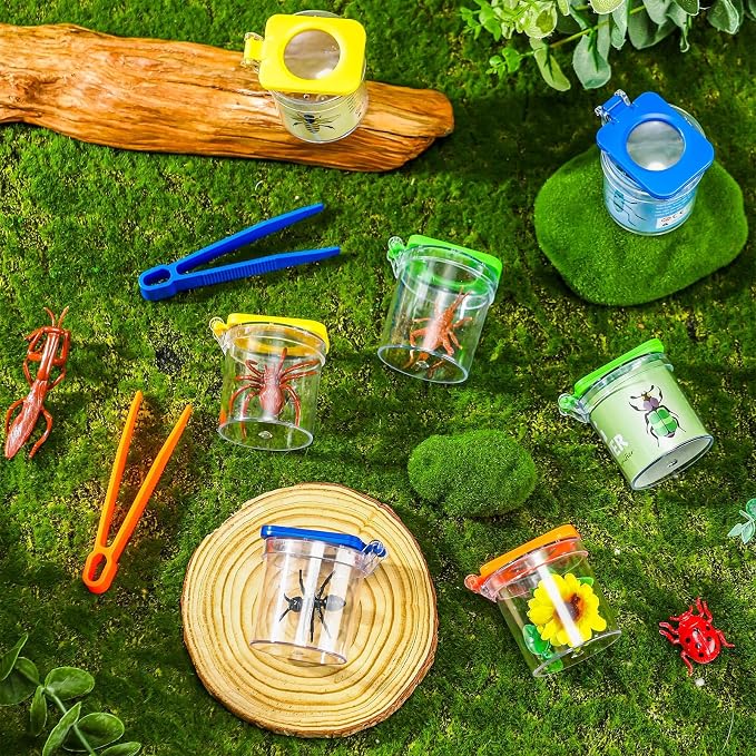 Halloscume 12 Pack Insect Bug Viewer for Kids with Tweezers Magnifying Insect Box Insect Observation Kit Bug Catcher Bug Container Insect Cage Bug Jar for Science Nature Exploration Collecting Kit - Image 4