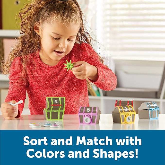 Learning Resources Sorting Surprise Pirate Treasure - 30 Pieces, Ages 3+ Color, Sorting & Matching Skills Toy, Fine Motor Skills Toys for Toddlers, Preschool Learning Toys - Image 3