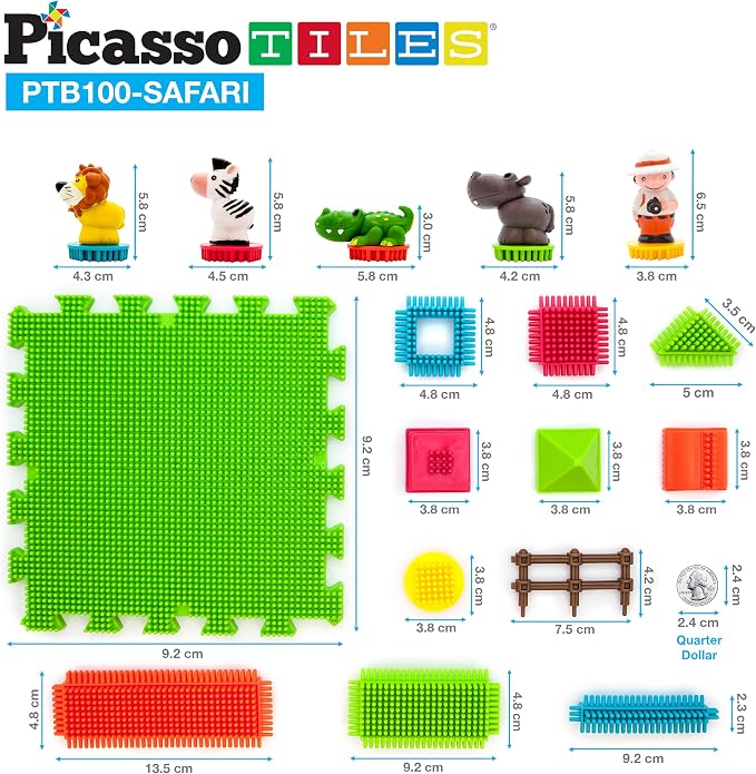 Picasso Toys PTB100 100pcs Hedgehog Block 3D Building Blocks Tiles Safari Theme Set Learning Playset STEM Toy Set Educational Kit Child Brain Development Preschool Kindergarten Toy for Age 3 & Up - Image 6