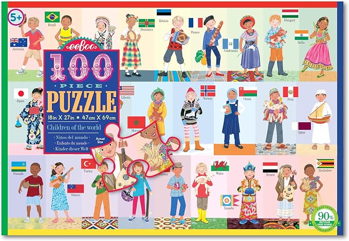 eeBoo: Children of The World 100 Piece Puzzle, Allows Children to Learn About Different Countries, Encourages Problem Solving, Pieces That Fit and Snap Together with Ease, for Ages 5 and up - Image 2