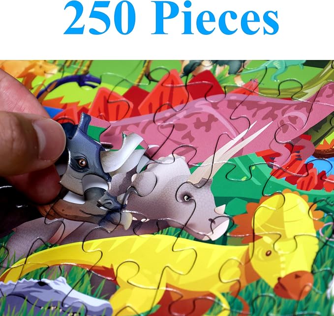 Think2Master Colorful Dinosaurs 250 Pieces Jigsaw Puzzle Puzzle. Great Gift. Size: 14.2” X 19.3”” - Image 4