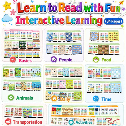Screen-Free Learning Tablet, Phonics Talking Flash Cards, 84 Pages, 36 Themes, 2800+ Knowledge Points, 500+ Test Library, 300+ Thinking Training, Learning Educational Toy Kids 2-6 Gifts - Image 2