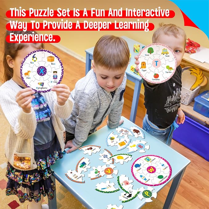 Alphabet Word Puzzles, 26 Letters & 130 First Words, Double-Sided Letter Puzzle Game Learn to Read Alphabet & Words, Early Educational Tool for Toddlers, Preschool, Kindergarten, Homeschooling - Image 4