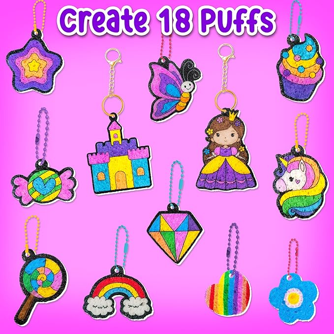 Magic Puff Kit for Kids, 3D Art Kit with Unicorn & Princess, Craft Stuff for Kids, Foam Texture Paint Set, Easy DIY Crafts Gift for Girls & Boys Ages 4, 5, 6, 7, 8, 9