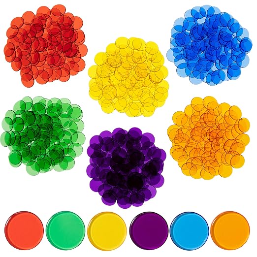 edxeducation Transparent Counters, Set of 500, 6 colors by EdxEducation