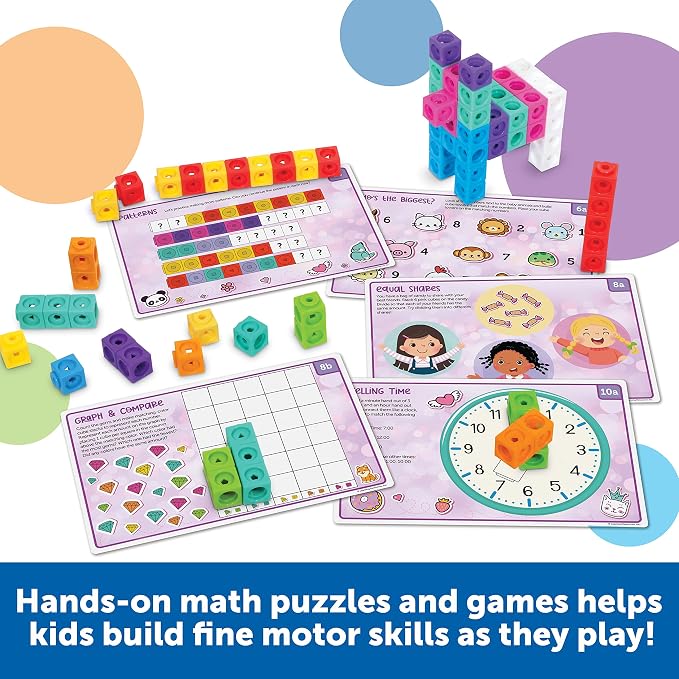 Learning Resources MathLink Cubes Kindergarten Math Activity Set Mathtastics! - Classroom Must Haves, Preschool Activities, Teacher School Supplies, Toddler Montessori Toys, Math Manipulatives - Image 3