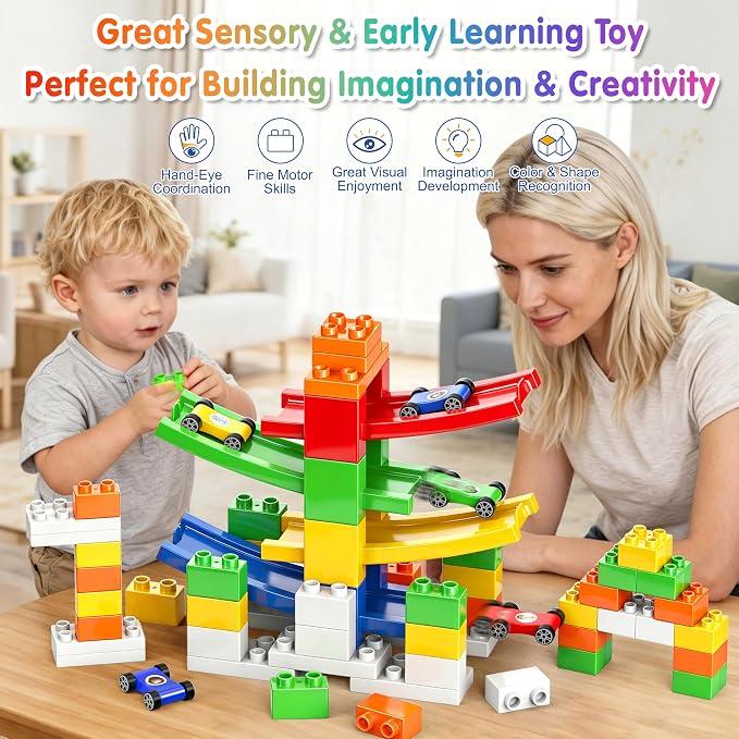 DIY Building Blocks Car Ramp Race Track Toy for Boys Ages 3+, STEM Gift - Image 2