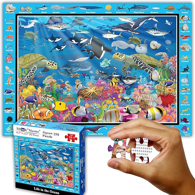 Think2Master Ocean Life 250 Pieces Jigsaw Puzzle. Great Gift Item. 14.2” X 19.3” by Think2Master