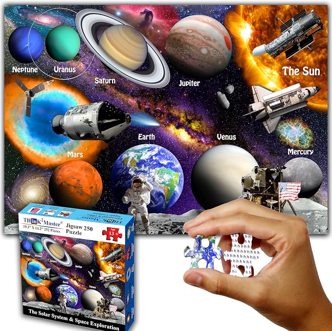 Think2Master Solar System & Space Exploration 250 Pieces Jigsaw Puzzle Great Puzzle for Teens, Adults, Seniors. Great Gift with Larger Pieces. 14.2” X 19.3” by Think2Master