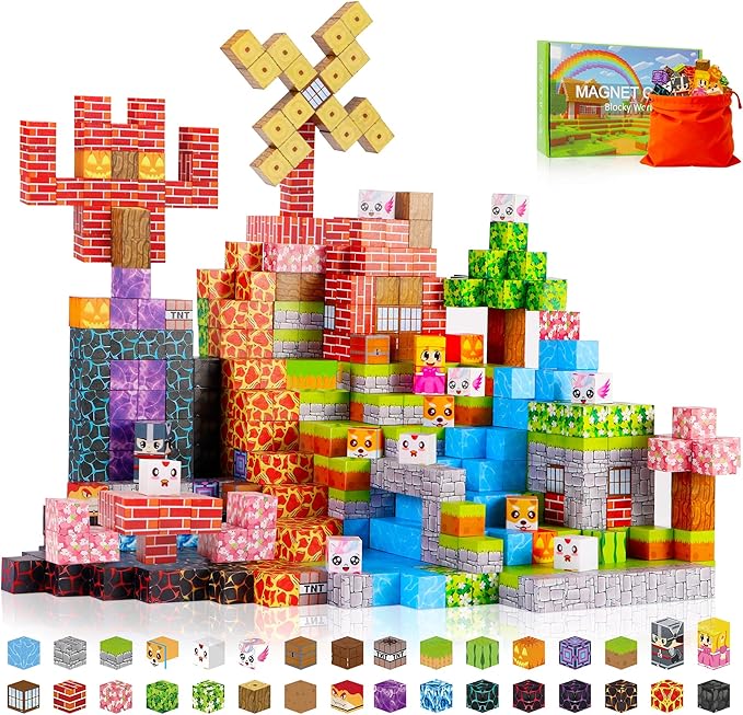 150PCS Magnetic Building Blocks for Kids Ages 3-8, 0.8in STEM Magnetic Cubes, Montessori Construction Toys for Boys Girls, Creative Educational Building Set, Birthday by Unknown