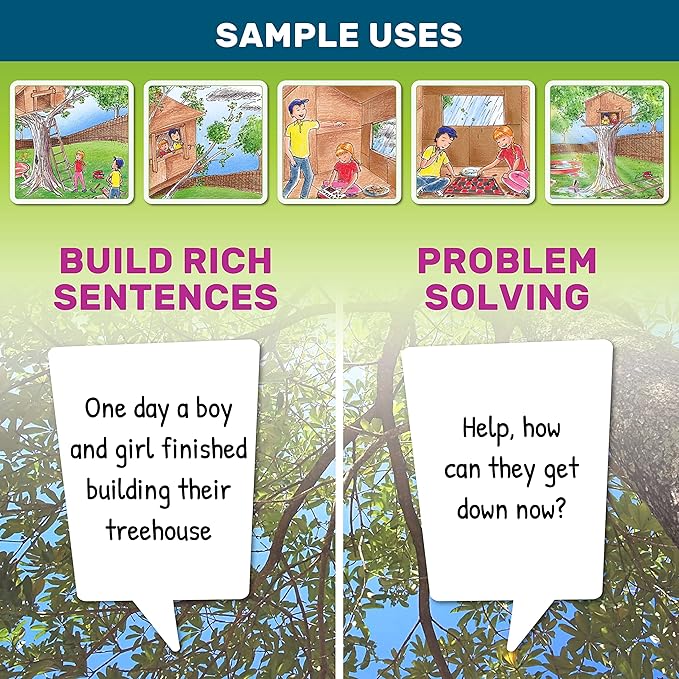 SkillEase Story Cues Skilled Sequencing Cards, Speech Therapy Materials, Social Skills Game, English Language Learners Games, Storytelling Cards, Sentence Building and Picture Cards - Image 4