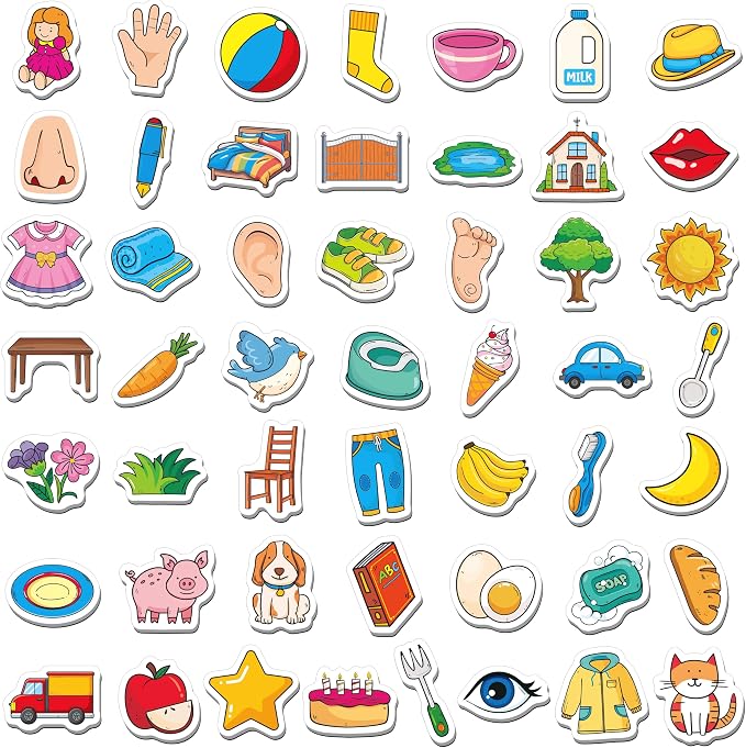 50 PCS First Word Magnets, Magnetic Thickened Daily Items Fridge Magnets Adorable Educational Learning Toys for Kindergarten, Preschooler, Kids 3+ by SpriteGru