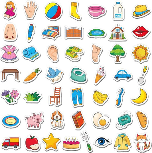 50 PCS First Word Magnets, Magnetic Thickened Daily Items Fridge Magnets Adorable Educational Learning Toys for Kindergarten, Preschooler, Kids 3+ by SpriteGru