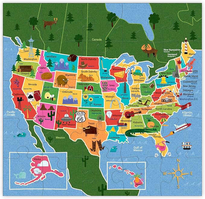 Mudpuppy Map Of USA - Jumbo 25 Piece Jigsaw Floor Puzzle Featuring States, Capitals, and More! - Image 5