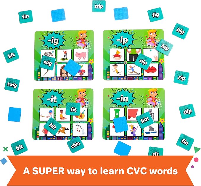 Super Words - CVC Word Builders, Phonics Games, Rhyming Words Game for Kids, Kindergarten Learning Games, Match it Puzzles for Toddlers, Learn to Read Game, CVC Words for Kindergarten Activities - Image 4
