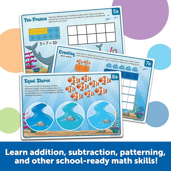 Learning Resources MathLink Cubes Kindergarten Math Activity Set Sea Adventures! - 115 Pieces, Age 5+, STEM Teaching Toys, Kindergartner Games - Image 2