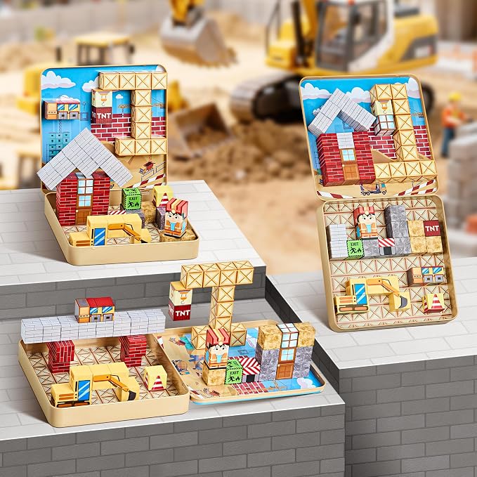 49PCS Magnetic Blocks with Iron Storage Box, Magnetic Cubes Tiles - Image 4