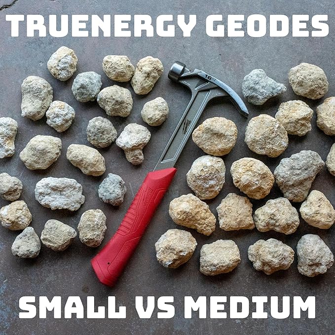 TRUENERGY Geodes for Kids Break Open Science Kit – 20 Medium Natural Crystal Geodes, 5X Easier to Open, Magnifying Glass & Learning Guide – STEM Science Rock Kit – Gift-Ready