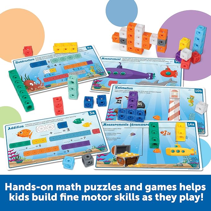 Learning Resources MathLink Cubes Kindergarten Math Activity Set Sea Adventures! - 115 Pieces, Age 5+, STEM Teaching Toys, Kindergartner Games - Image 3