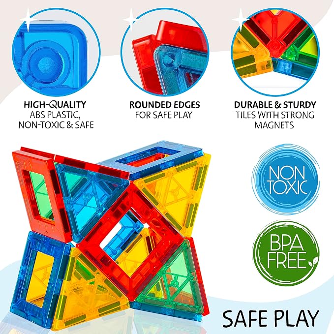 SUNNY AUNTIE Magnetic Tiles STEM Toys Building Set, Ages 3+ - 180 Pieces - Image 5