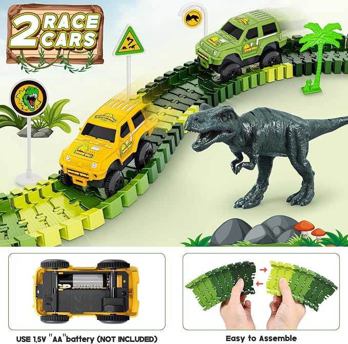 Dinosaur Tracks, 271 PCS Create A Dinosaur World Road Race Kids Boys Toys - Image 4
