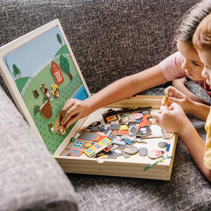 Melissa & Doug Wooden Magnetic Matching Picture Game with 119 Magnets and Scene Cards Magnetic Book Scenes for Kids Ages 3+ - Image 7