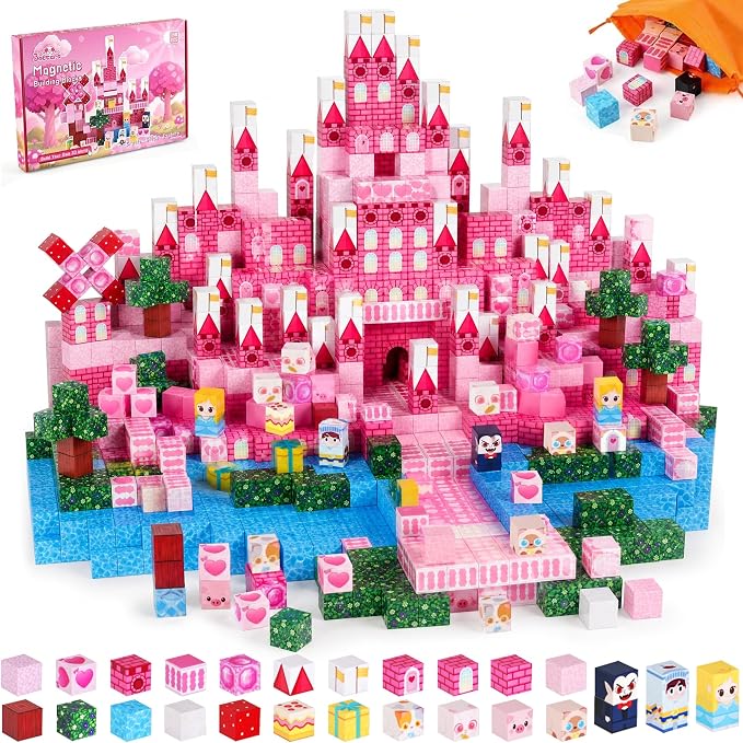 3 otters 150PCS Magnetic Blocks, with a Storage Bag, Princess Castle by 3otters