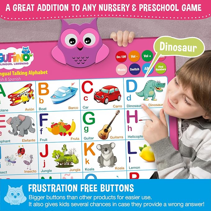 Gufino Alphabet Wall Chart - Bilingual Toys with Interactive Touch Buttons for Independent & Guided Learning - Ideal for Preschool Learning Activities & Spanish Classroom Supplies. - Image 2