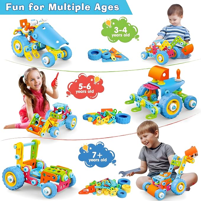 MOONTOY STEM Toys for 3 4 5 6 7 8+ Year Old Boy Birthday Gift, Building Toys for Kid Age 4-8 5-7 6-8 8-12, Preschool Educational Stem Kit Creative Activities for Boys Girls Christmas Idea Gift 118pcs - Image 2
