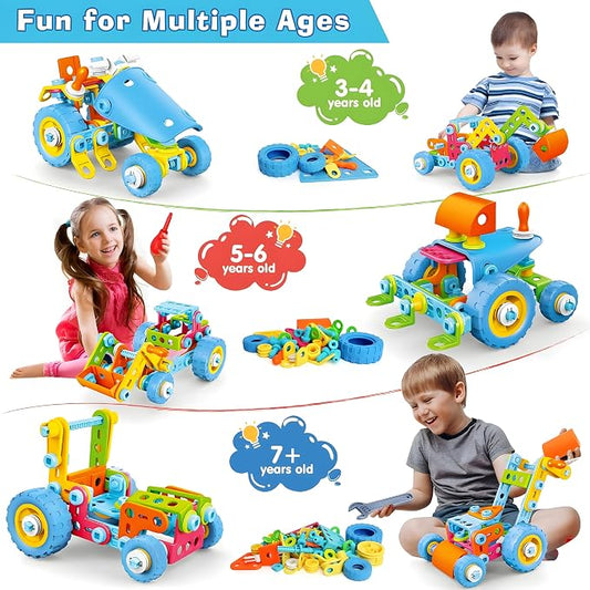 MOONTOY STEM Toys for 3 4 5 6 7 8+ Year Old Boy Birthday Gift, Building Toys for Kid Age 4-8 5-7 6-8 8-12, Preschool Educational Stem Kit Creative Activities for Boys Girls Christmas Idea Gift 118pcs - Image 2