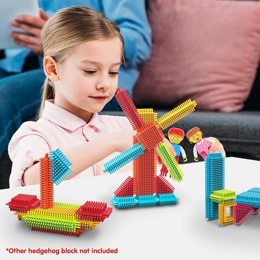 Picasso Toys Hedgehog Blocks 4 Family Action Character Figures Toddler Toy Construction Building Tile Block Expansion Pack Educational Add-on STEM Learning Smart Game Kit Toys Pretend Playset Age 3+ - Image 2